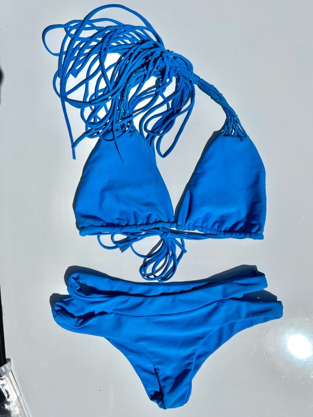 MIKOH Bikini Set Top and Bottoms Blue Size Large Small